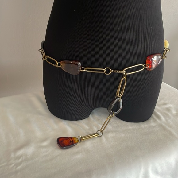 Vintage RARE ! Faux Tortoise Chain Belt display picture 2